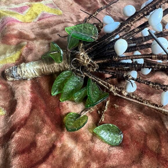 VTG Italian Murano Venetian Art Glass Flower Bouquet Calla Lillies Pussy Willow - Picture 9 of 10